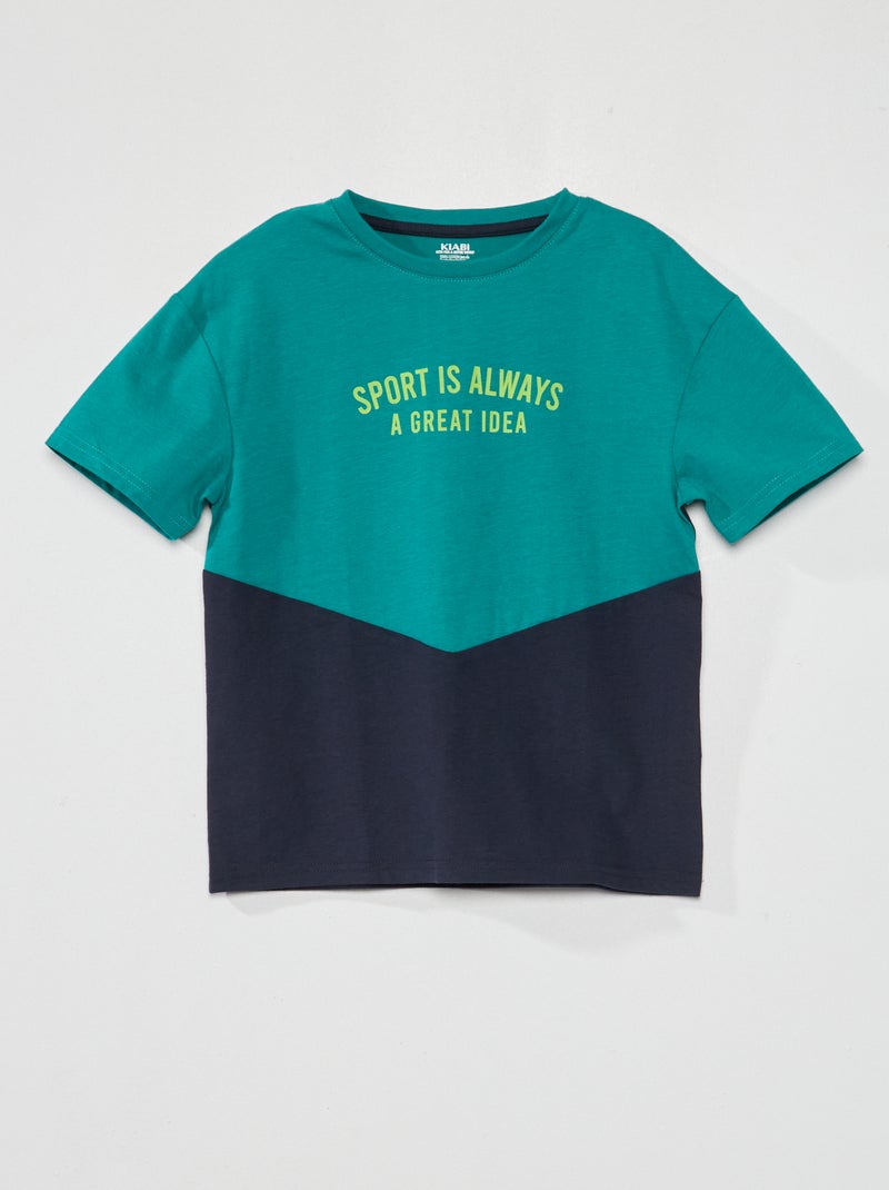 Camiseta colorblock de punto VERDE - Kiabi