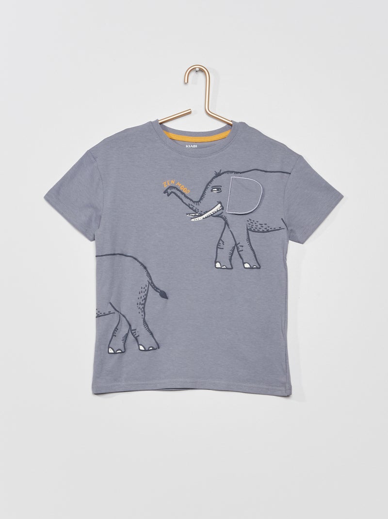 Camiseta con adorno AZUL - Kiabi