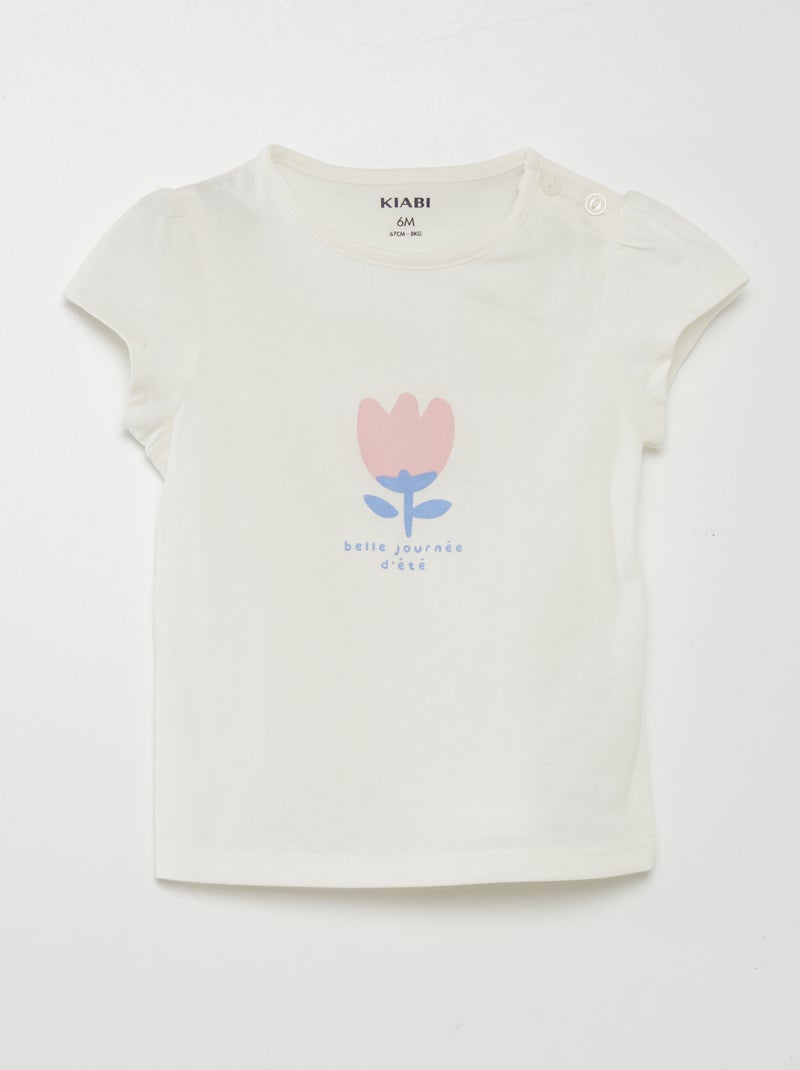 Camiseta con adorno BLANCO - Kiabi