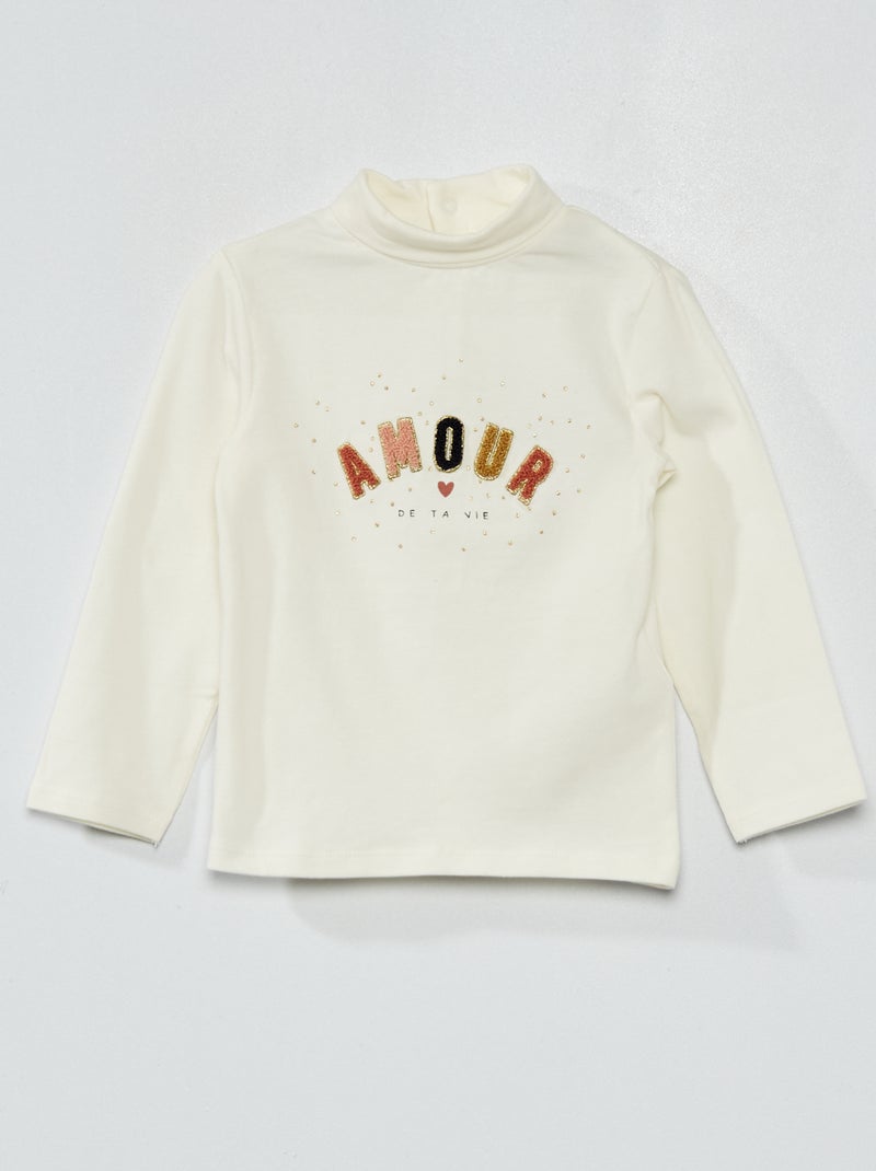 Camiseta con adorno delantero BLANCO - Kiabi
