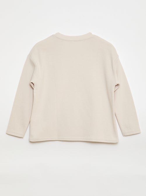 Camiseta con bolsillo canguro en malla otomana - Kiabi