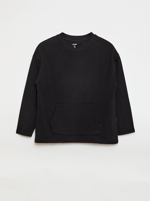 Camiseta con bolsillo canguro en malla otomana - Kiabi