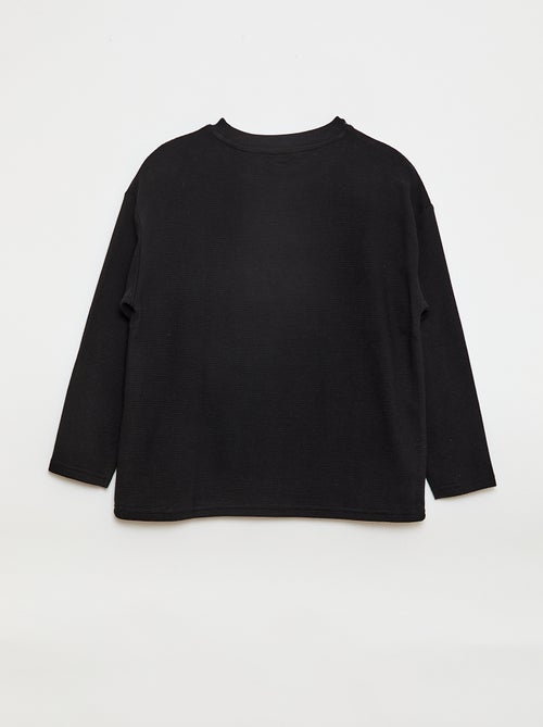 Camiseta con bolsillo canguro en malla otomana - Kiabi