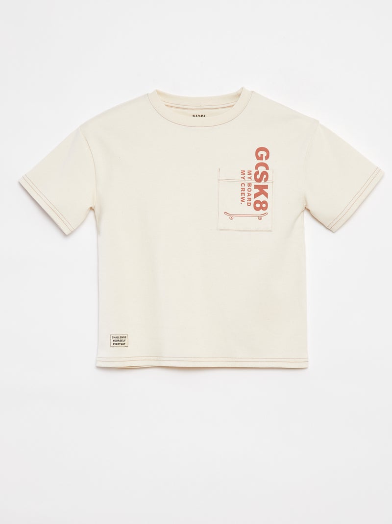 Camiseta con bolsillo con estampado - cradle to cradle BLANCO - Kiabi