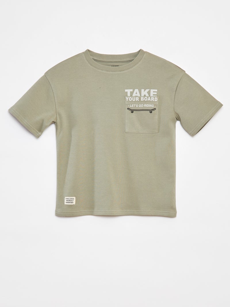 Camiseta con bolsillo con estampado VERDE - Kiabi