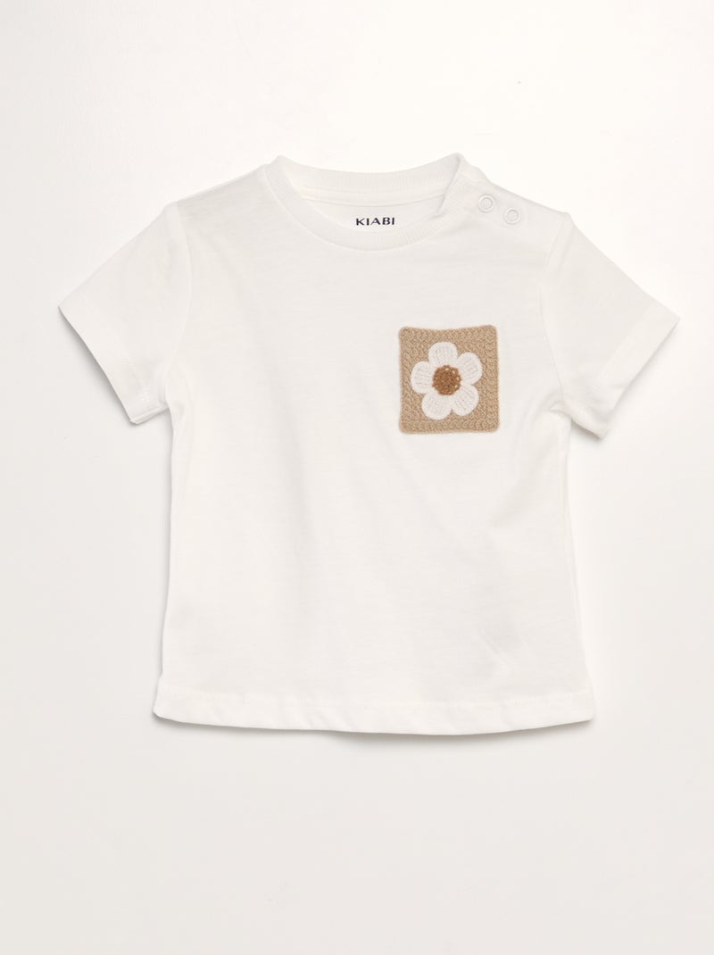 Camiseta con bolsillo de ganchillo BLANCO - Kiabi