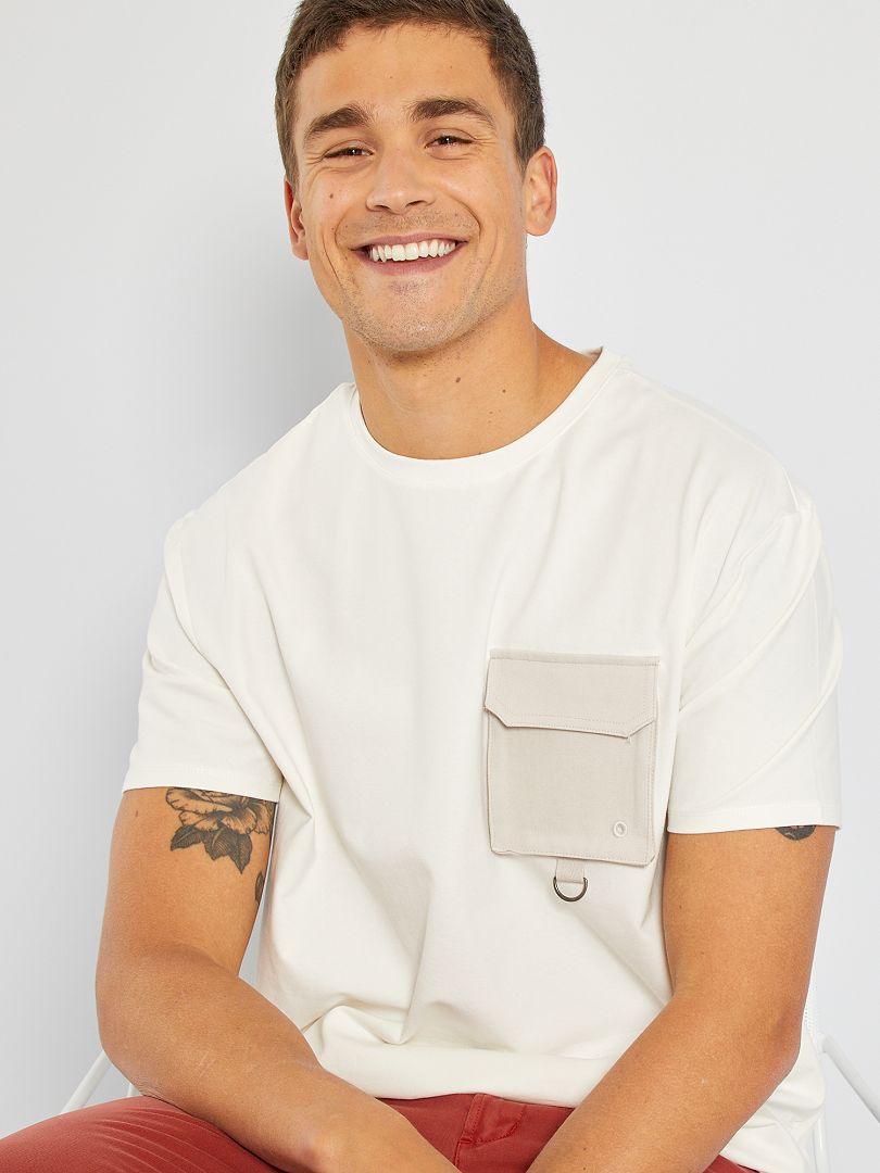 Camiseta con bolsillo en el pecho Blanco - Kiabi