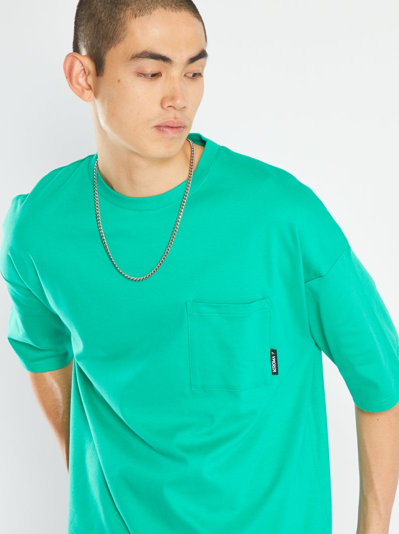 Camiseta con bolsillo en el pecho VERDE - Kiabi