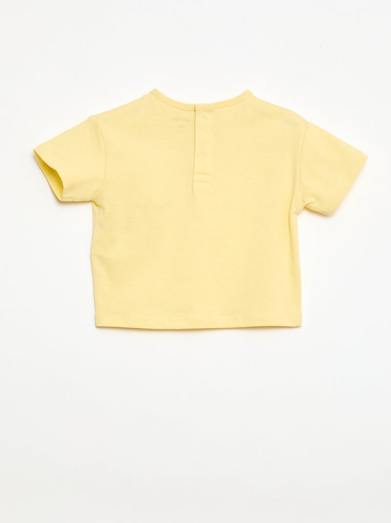 Camiseta con bolsillo fantasía y bordado Amarillo - Kiabi