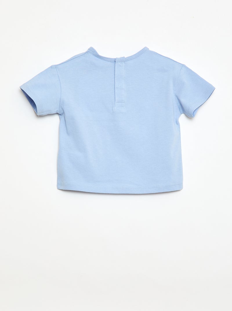 Camiseta con bolsillo fantasía y bordado Azul - Kiabi