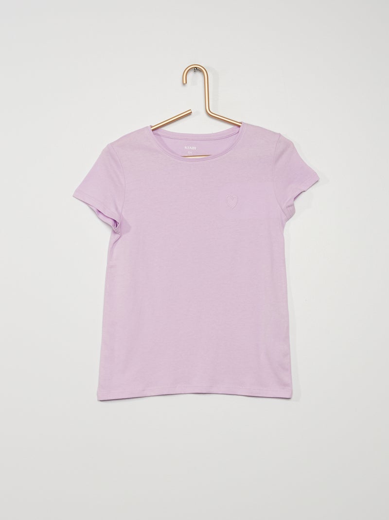 Camiseta con bordado 'corazón' PURPURA - Kiabi