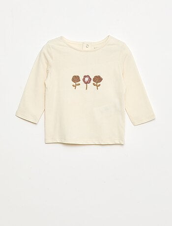 Camiseta con bordado de flores