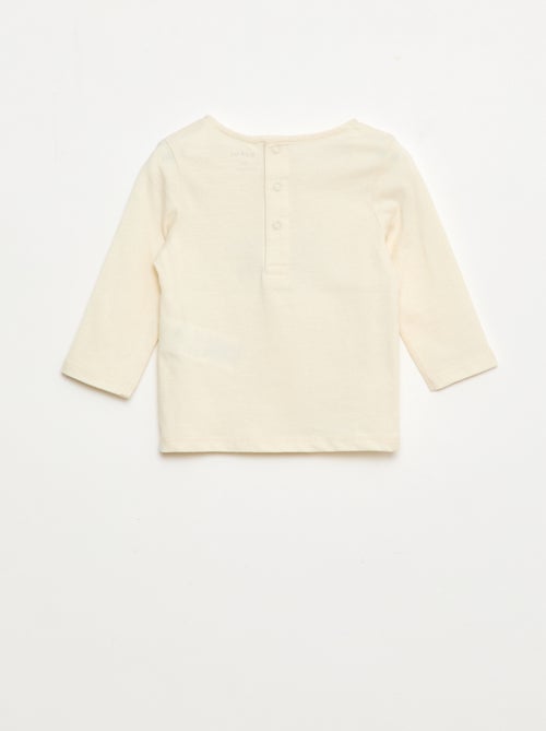 Camiseta con bordado de flores - Kiabi