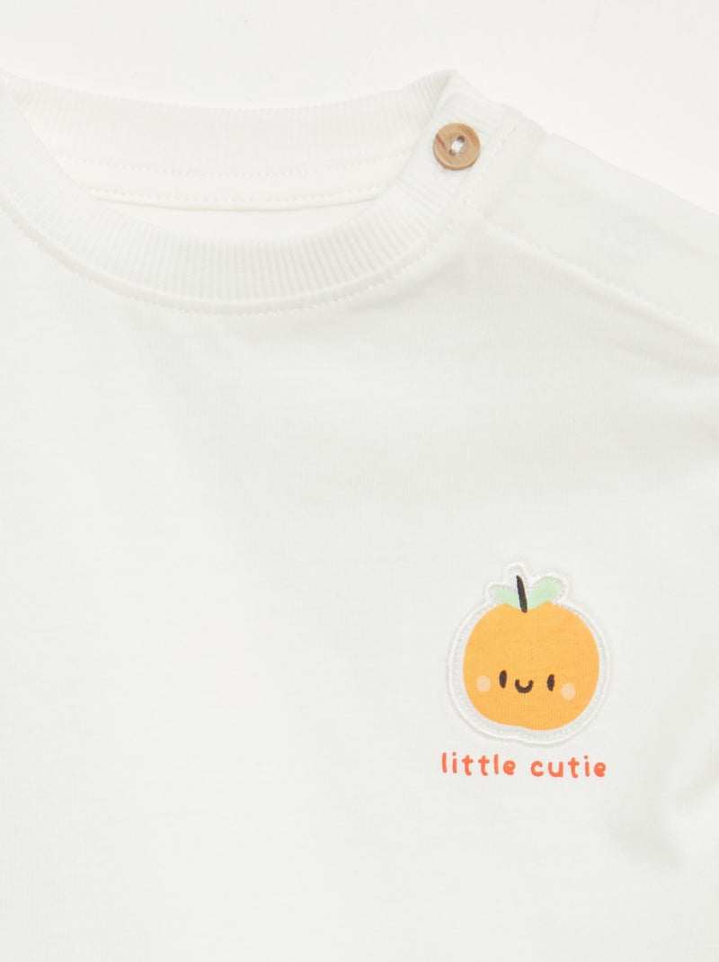 Camiseta con bordado en el pecho Blanco - Kiabi