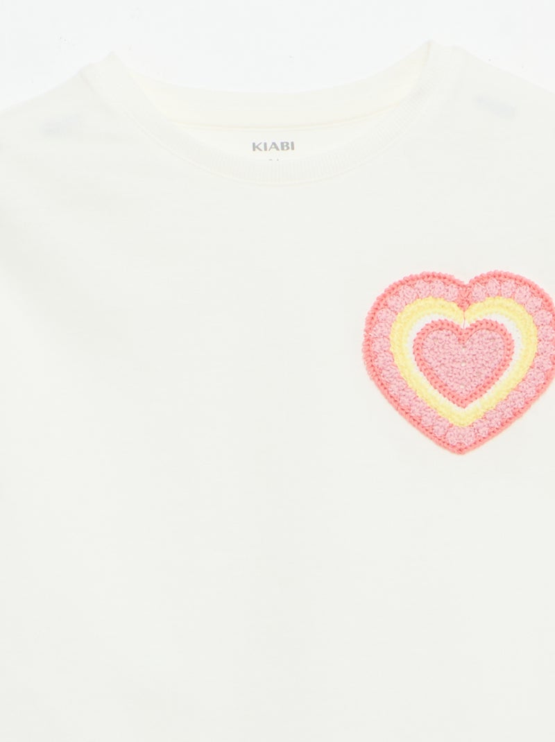 Camiseta con bordado en el pecho Blanco - Kiabi