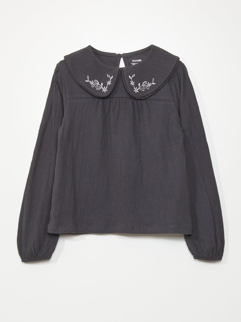 Camiseta con bordado GRIS - Kiabi