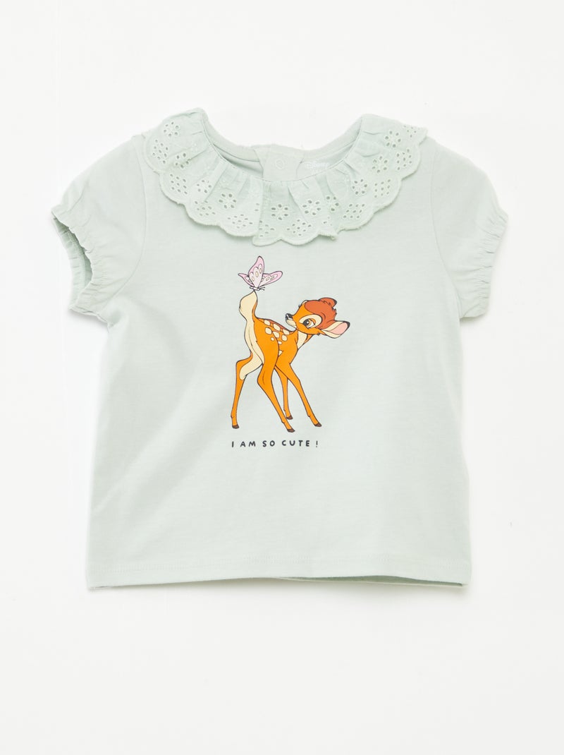Camiseta con bordado inglés 'Bambi' Verde - Kiabi