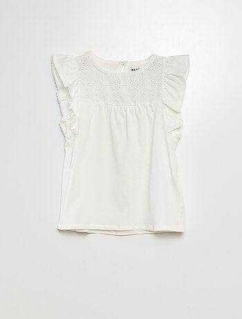 Camiseta con bordado inglés