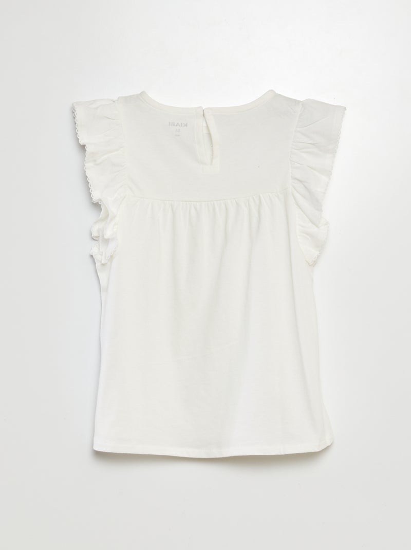 Camiseta con bordado inglés BLANCO - Kiabi