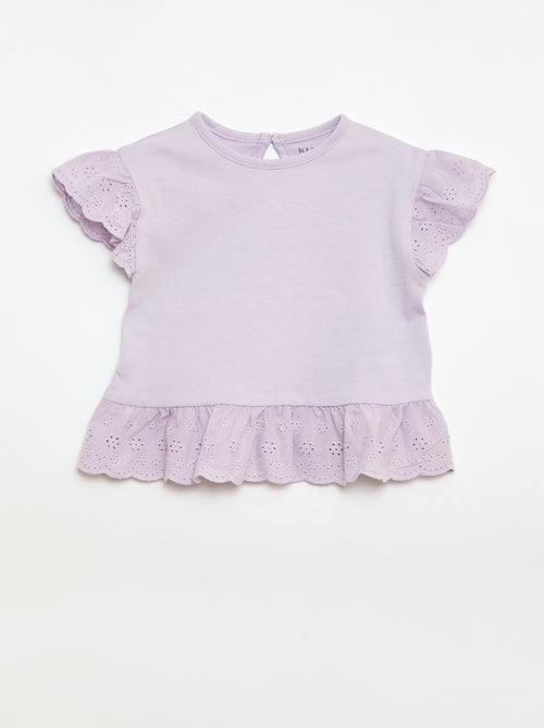 Camiseta con bordado inglés en punto de algodón liso - Kiabi