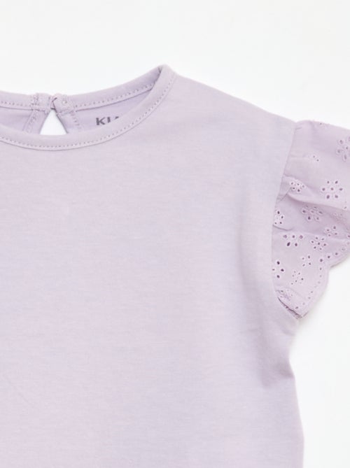 Camiseta con bordado inglés en punto de algodón liso - Kiabi