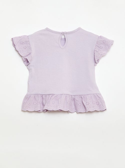 Camiseta con bordado inglés en punto de algodón liso - Kiabi