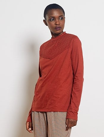 Camiseta con bordado inglés - Kiabi