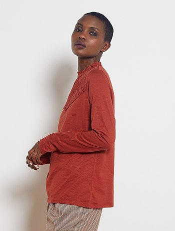 Camiseta con bordado inglés - Kiabi