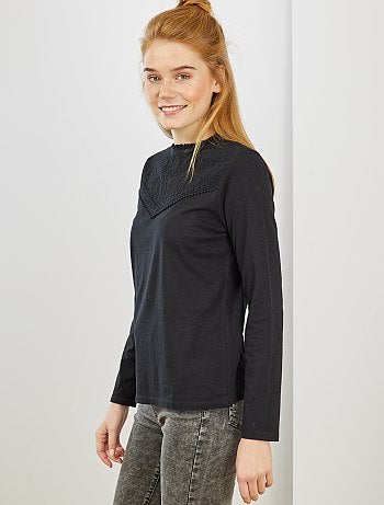 Camiseta con bordado inglés - Kiabi