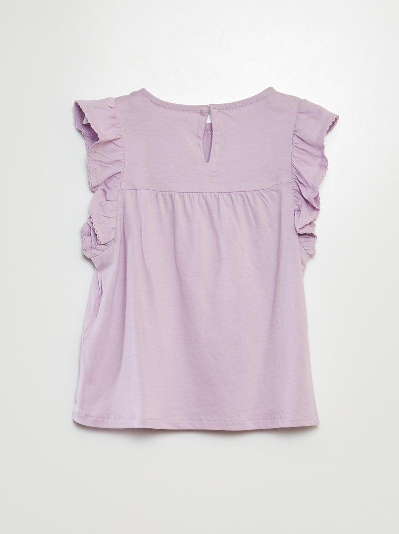 Camiseta con bordado inglés PURPURA - Kiabi