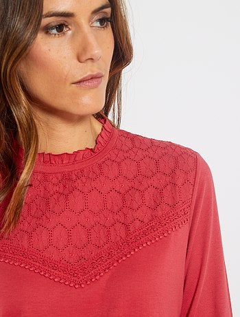 Camiseta con bordado inglés - Kiabi