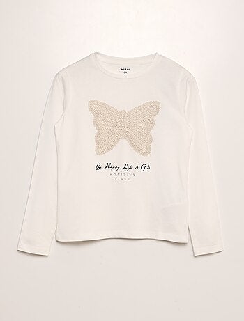 Camiseta con bordado mariposa