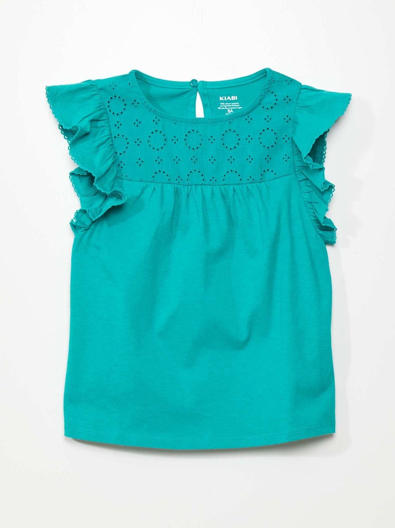 Camiseta con bordado VERDE - Kiabi