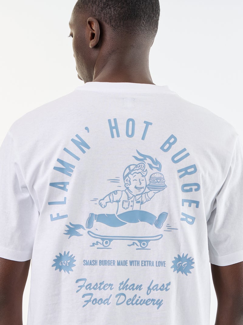 Camiseta con bordados de manga corta Blanco - Kiabi
