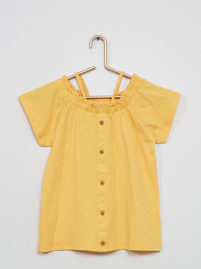 Camiseta con botones amarillo - Kiabi