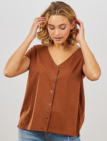 Camiseta con botones dorada - Kiabi