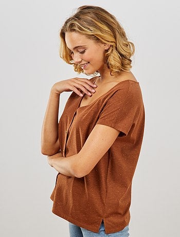 Camiseta con botones dorada - Kiabi