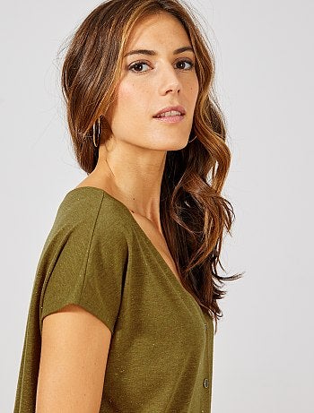 Camiseta con botones dorada - Kiabi