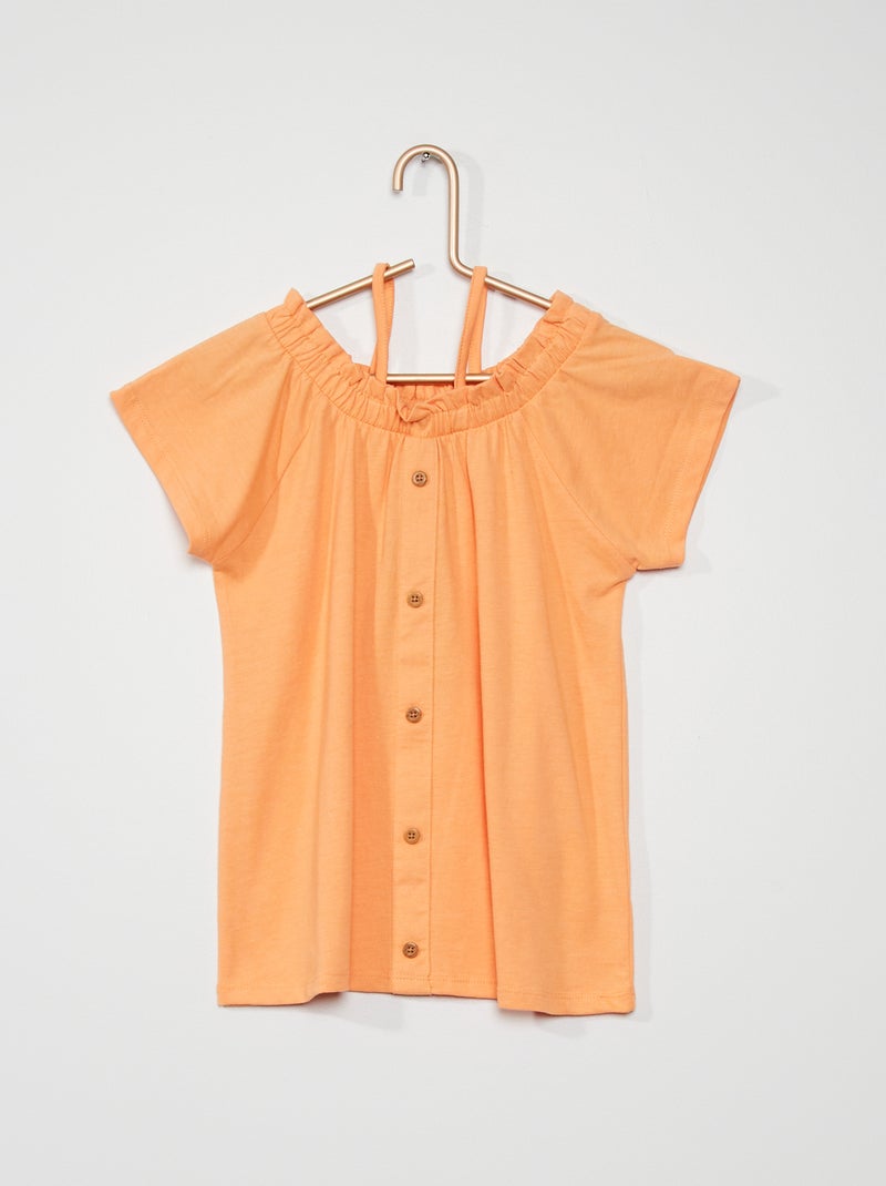 Camiseta con botones naranja - Kiabi