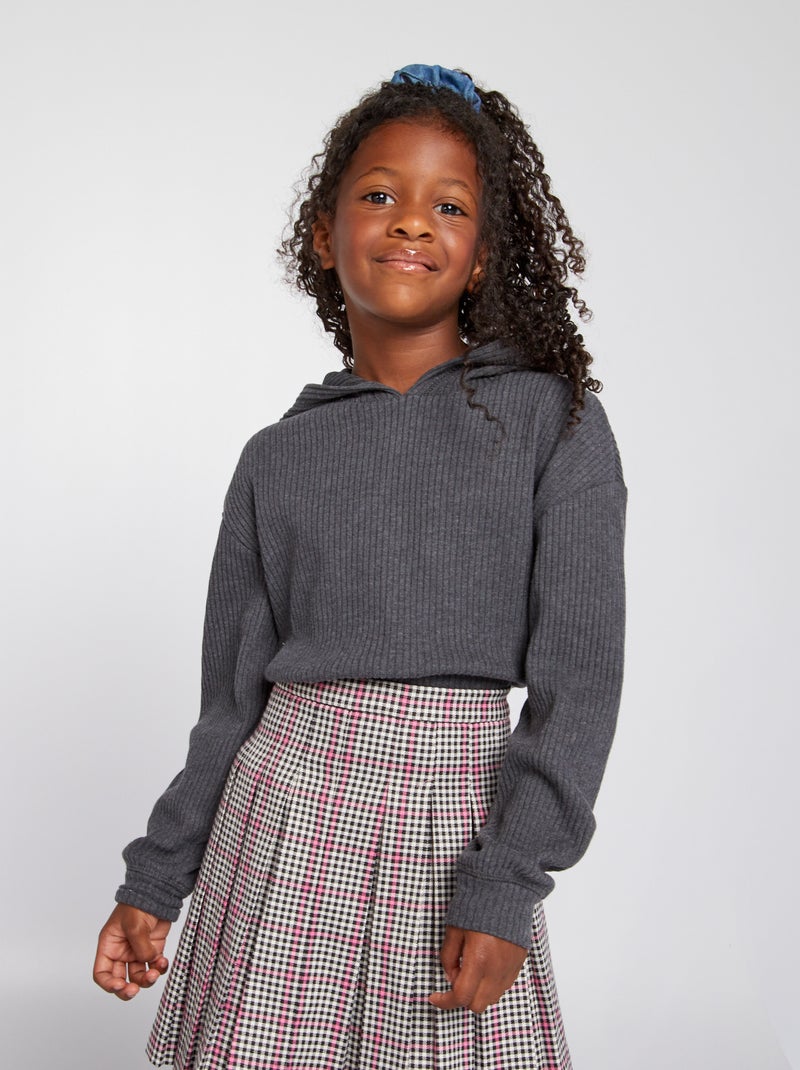 Camiseta con capucha GRIS - Kiabi