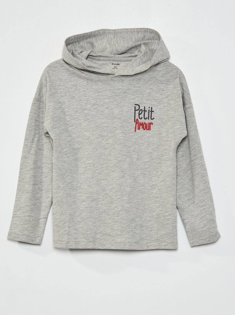 Camiseta con capucha GRIS - Kiabi
