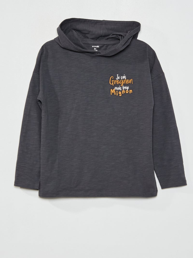 Camiseta con capucha NEGRO - Kiabi