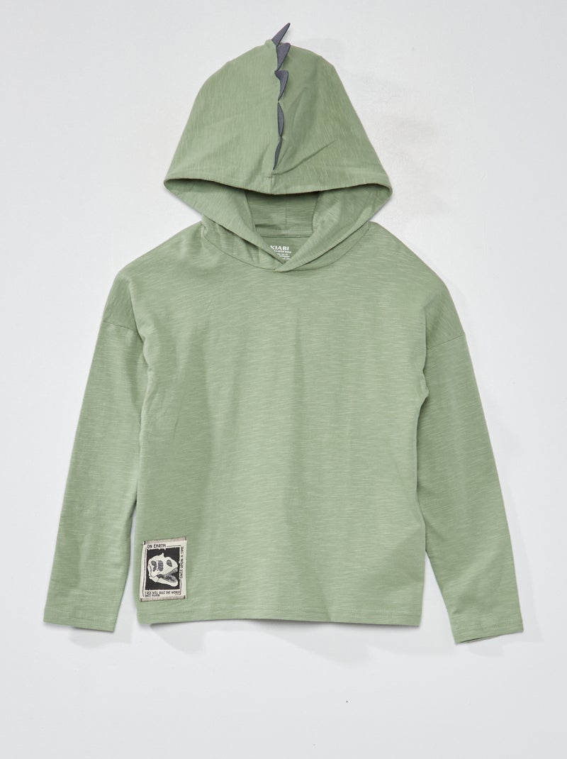 Camiseta con capucha verde - Kiabi