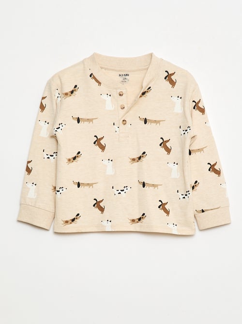 Camiseta con cuello abotonado estampado - Kiabi