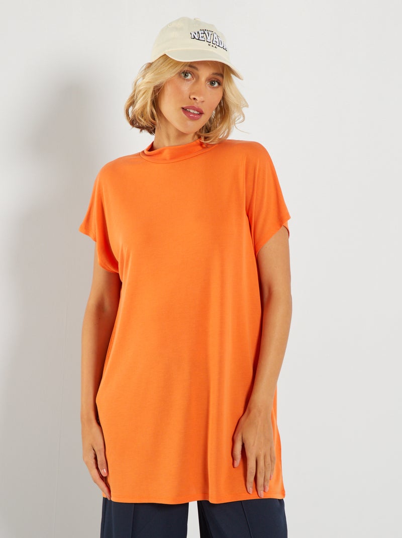 Camiseta con cuello alto Naranja - Kiabi