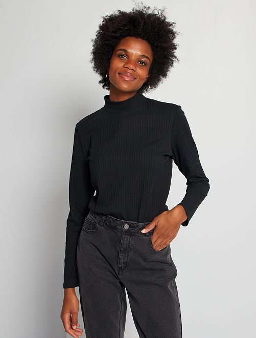 Camiseta con cuello alto - negro - Kiabi - 8.00€