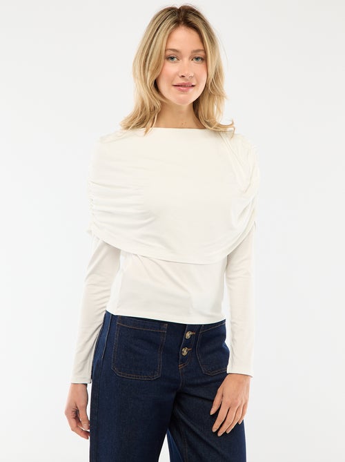 Camiseta con cuello barco drapeado - Kiabi