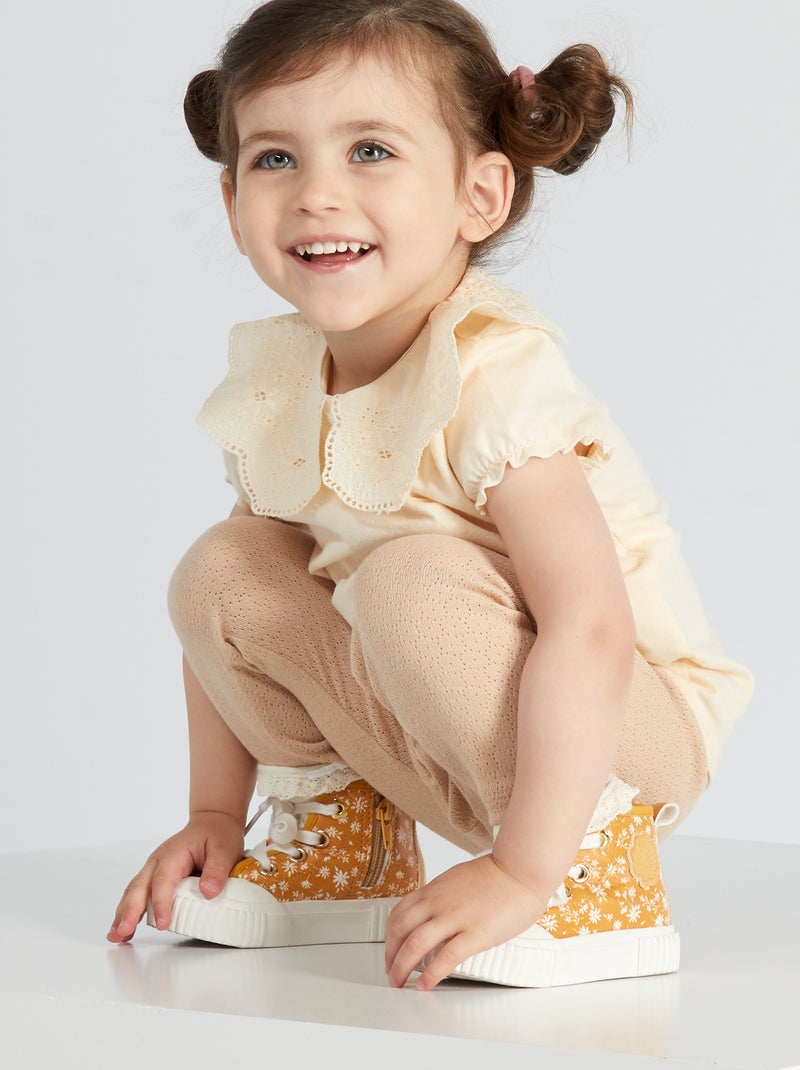 Camiseta con cuello bebé BLANCO - Kiabi