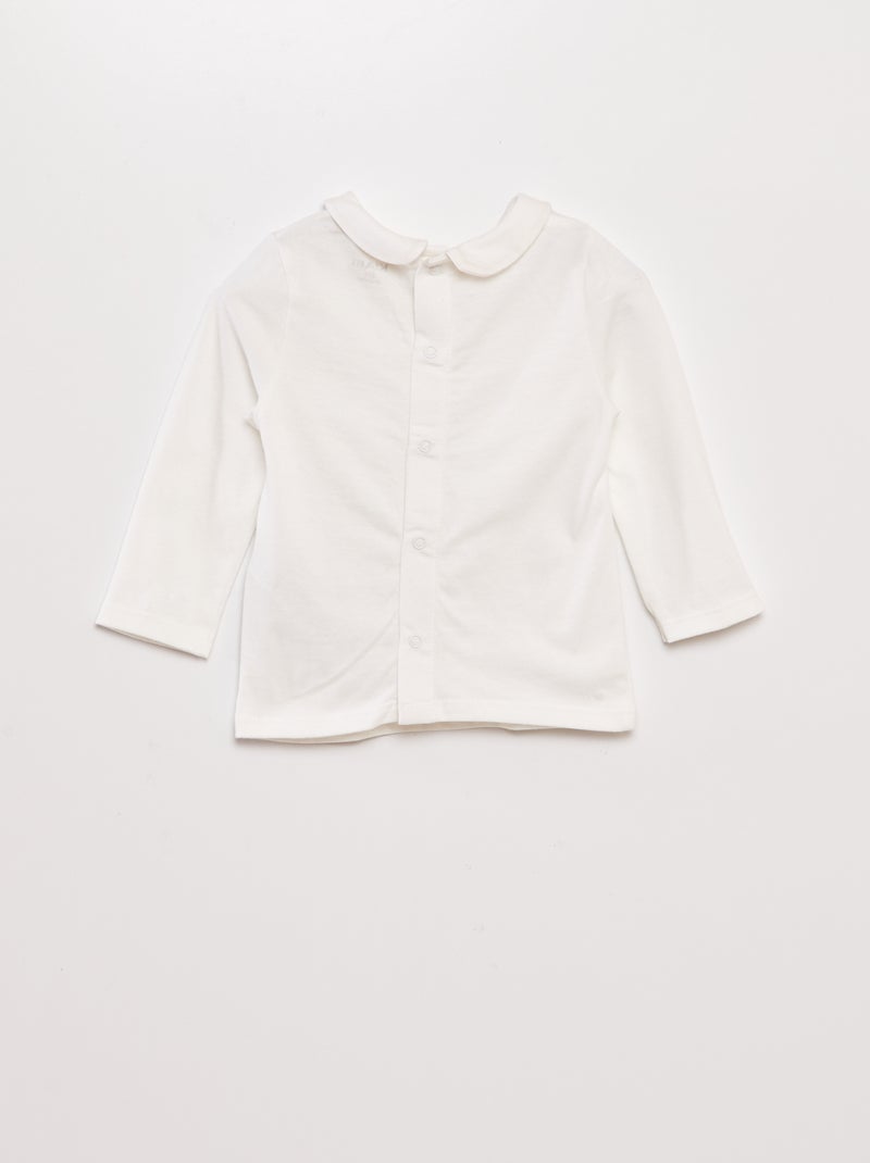 Camiseta con cuello bebé Blanco - Kiabi