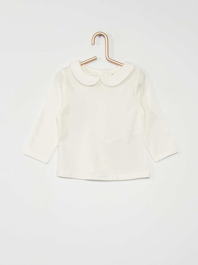Camiseta con cuello bebé Blanco - Kiabi